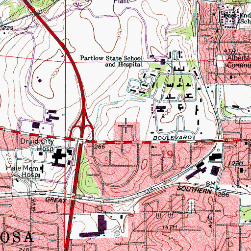 Topographic Map of Buena Vista, AL