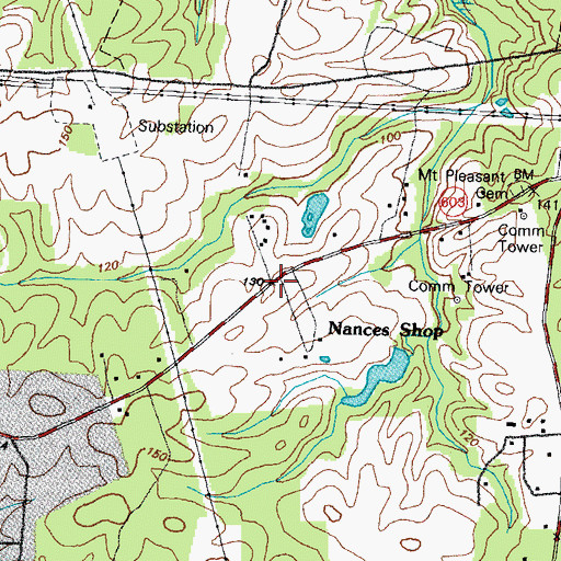 Topographic Map of Nances Shop, VA