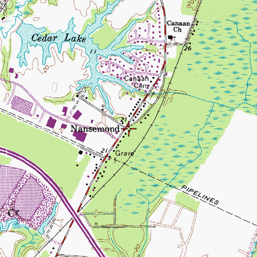 Topographic Map of Nansemond, VA