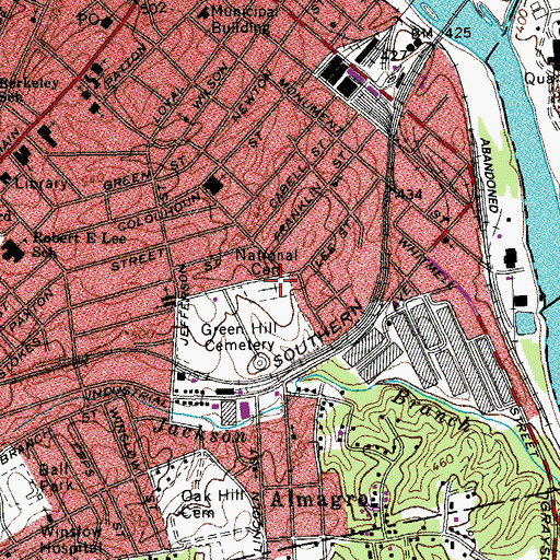Topographic Map of Danville National Cemetery, VA