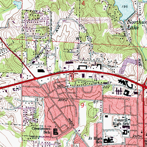 Topographic Map of Buford Plaza Shopping Center, AL