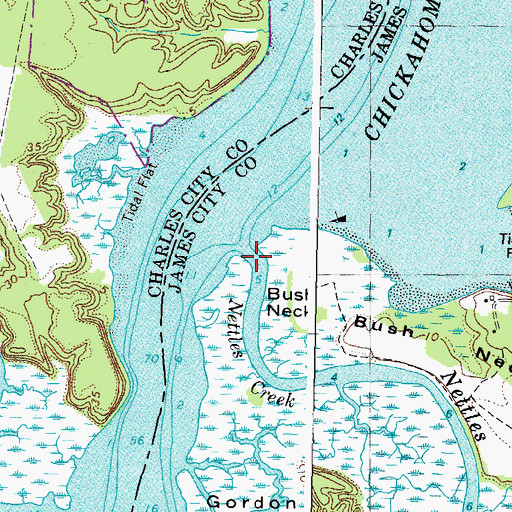 Topographic Map of Nettles Creek, VA