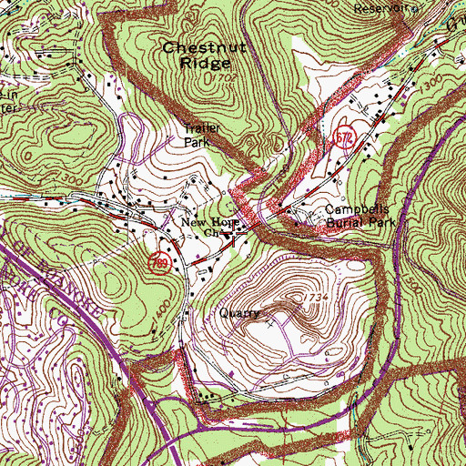 Topographic Map of New Hope Church, VA