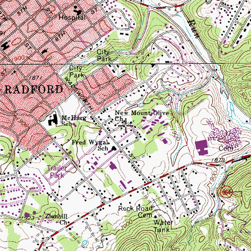 Topographic Map of New Mount Olive Church, VA