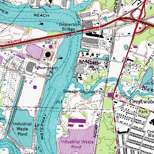Topographic Map of Newton Creek, VA