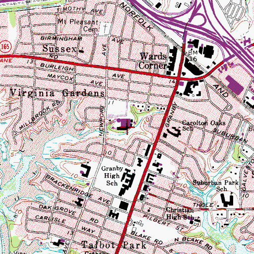 Topographic Map of Norfolk Academy, VA