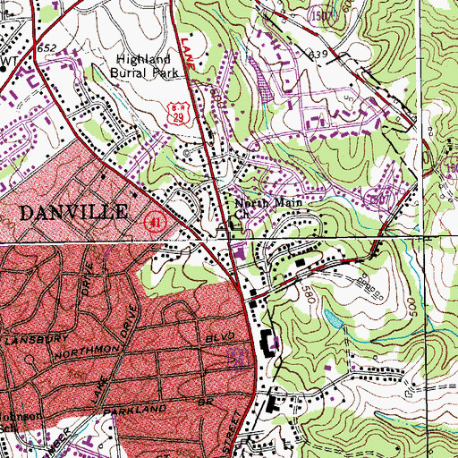 Topographic Map of North Main Church, VA