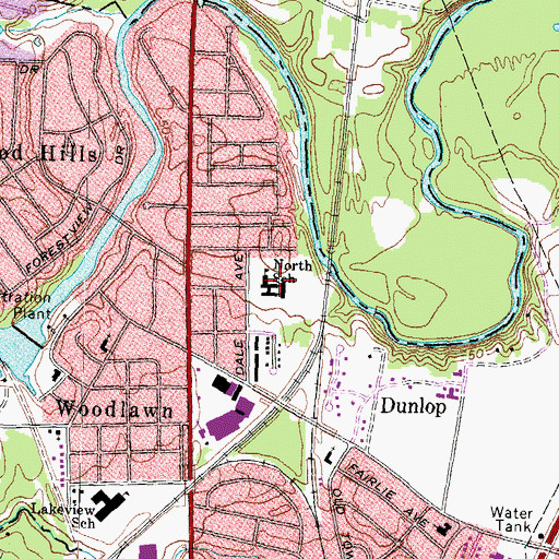 Topographic Map of North Elementary School, VA