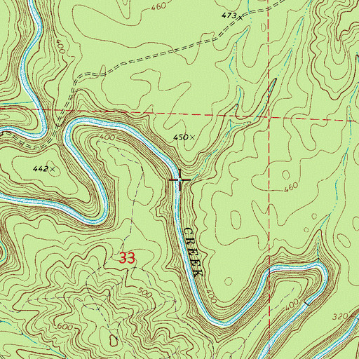 Topographic Map of Burnside Creek, AL