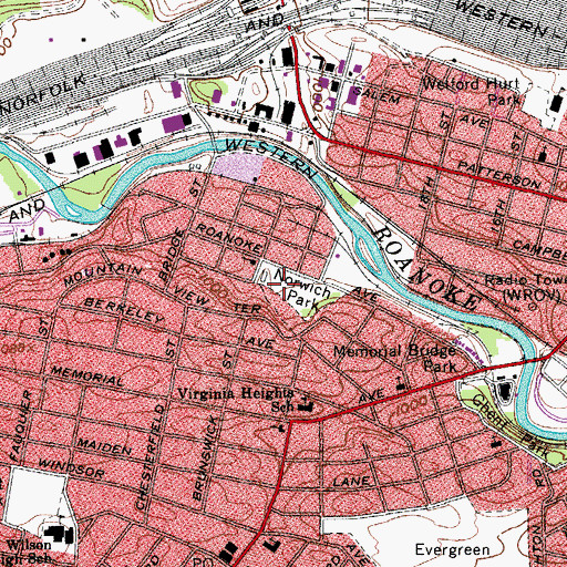 Topographic Map of Norwich Park, VA