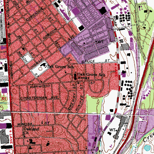 Topographic Map of Oak Grove School Annex, VA