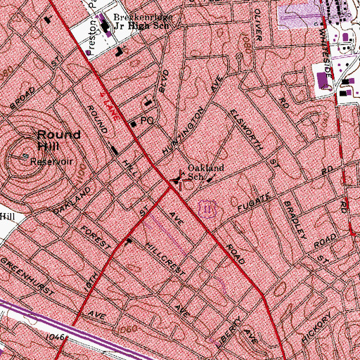 Topographic Map of Oakland Intermediate School, VA