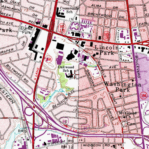 Topographic Map of Oakwood School, VA