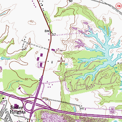 Topographic Map of Sentara Obici Hospital, VA