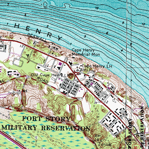 Topographic Map of Old Cape Henry Lighthouse, VA