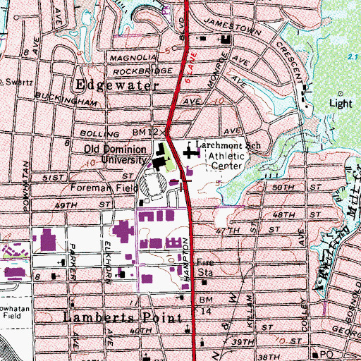 Topographic Map of Old Dominion University, VA