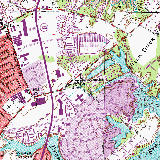 Topographic Map of Old Donation Church, VA