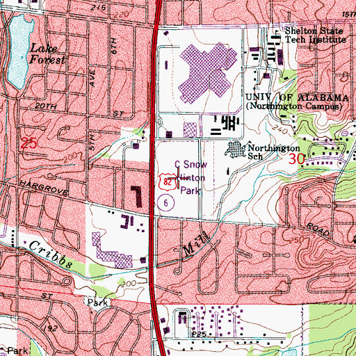 Topographic Map of C Snow Hinton Park, AL