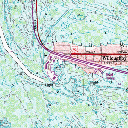 Topographic Map of Old Point Ferry, VA