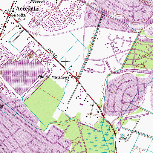 Topographic Map of Old Saint Matthews Church, VA