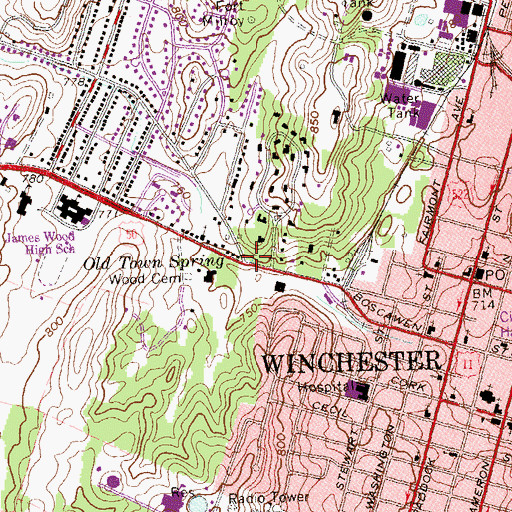 Topographic Map of Old Town Spring, VA