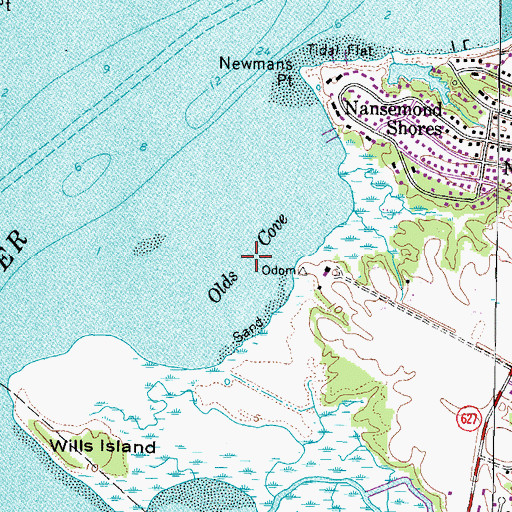 Topographic Map of Olds Cove, VA