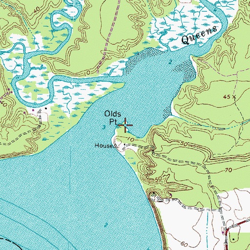 Topographic Map of Olds Point, VA