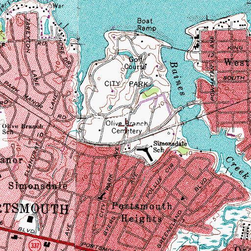 Topographic Map of Olive Branch Cemetery, VA