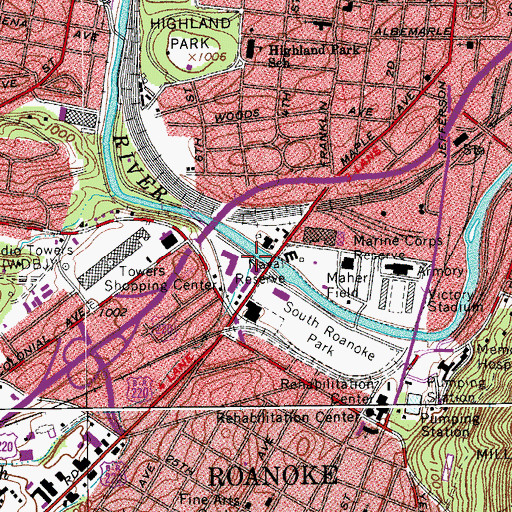 Topographic Map of Ore Branch, VA