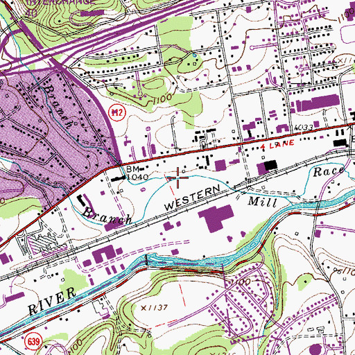 Topographic Map of Paint Bank Branch, VA