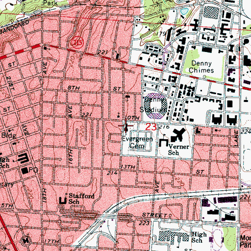 Topographic Map of Calvary Baptist Church, AL