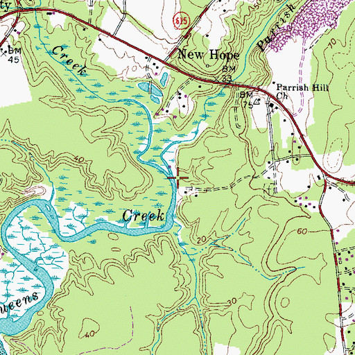 Topographic Map of Parrish Hill Creek, VA
