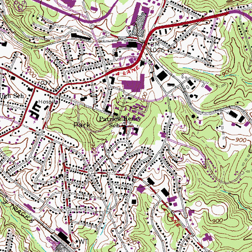 Topographic Map of Patrick Henry Elementary School, VA