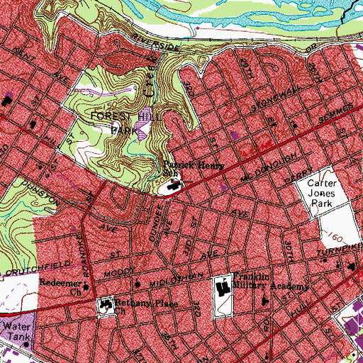 Topographic Map of Patrick Henry School of Science and Arts, VA