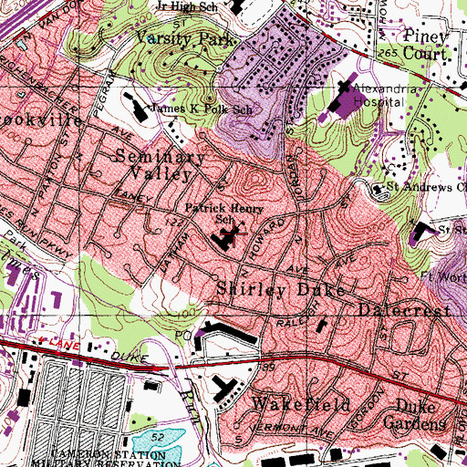 Topographic Map of Patrick Henry Elementary School, VA