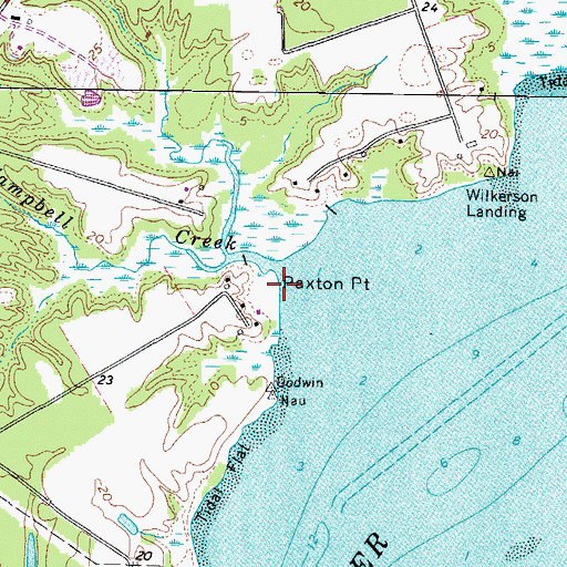Topographic Map of Paxton Point, VA