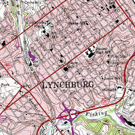 Topographic Map of Robert S Payne Elementary School, VA