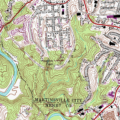 Topographic Map of Peoples Cemetery, VA