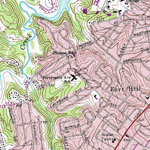 Topographic Map of Perrymont Elementary School, VA