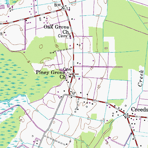 Topographic Map of Piney Grove Church, VA
