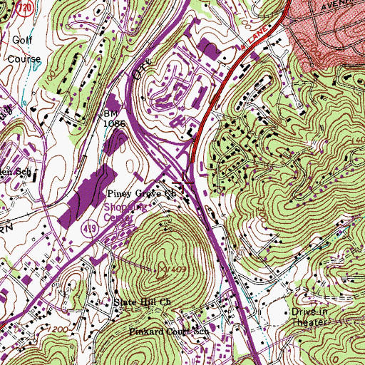Topographic Map of Piney Grove Church, VA