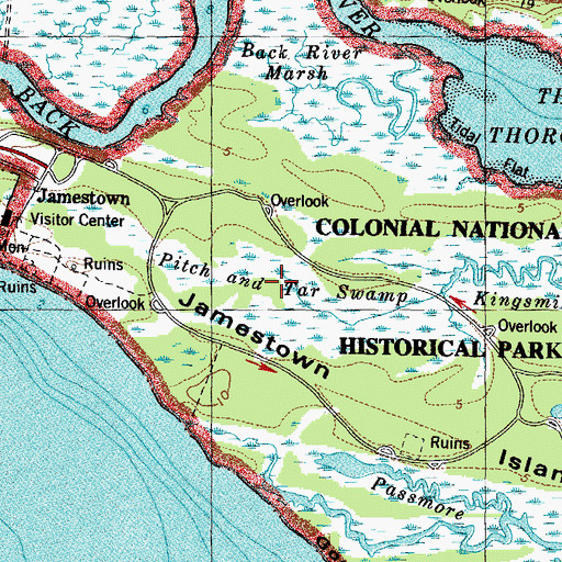 Topographic Map of Pitch and Tar Swamp, VA