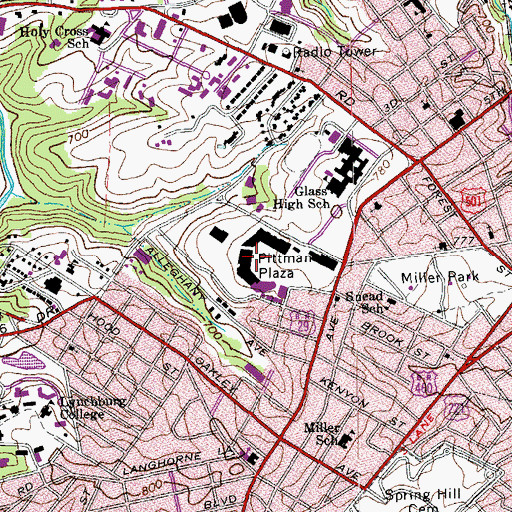 Topographic Map of Pittman Plaza, VA