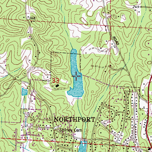 Topographic Map of Camp Tuscoba Lake, AL