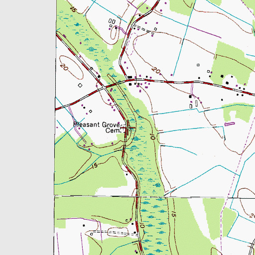 Topographic Map of Pleasant Grove Cemetery, VA