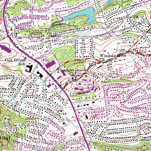 Topographic Map of Pleasant Grove Baptist Church, VA