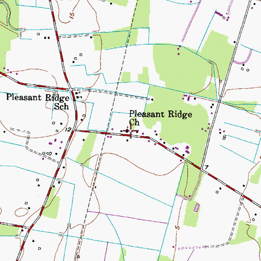 Topographic Map of Pleasant Ridge Church, VA