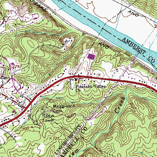Topographic Map of Pleasant Valley Church, VA
