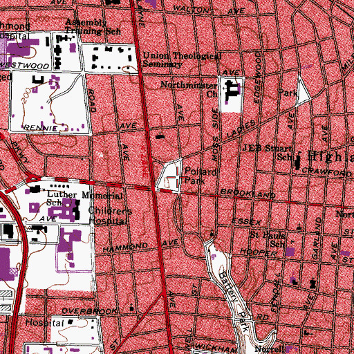 Topographic Map of Pollard Park, VA