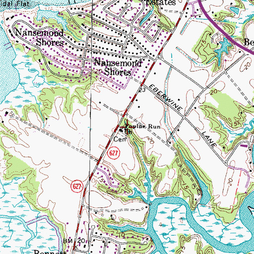 Topographic Map of Poplar Run Church, VA
